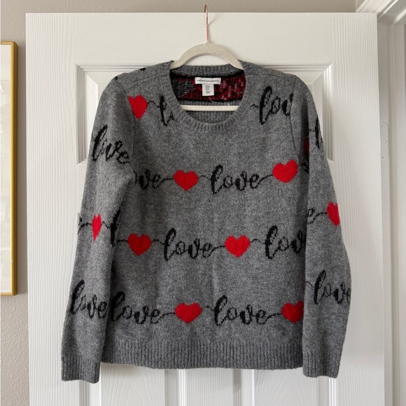 cupcakes & cashmere Sweaters - cupcakes & cashmere Gray Sweater with Red Hearts and Black Script